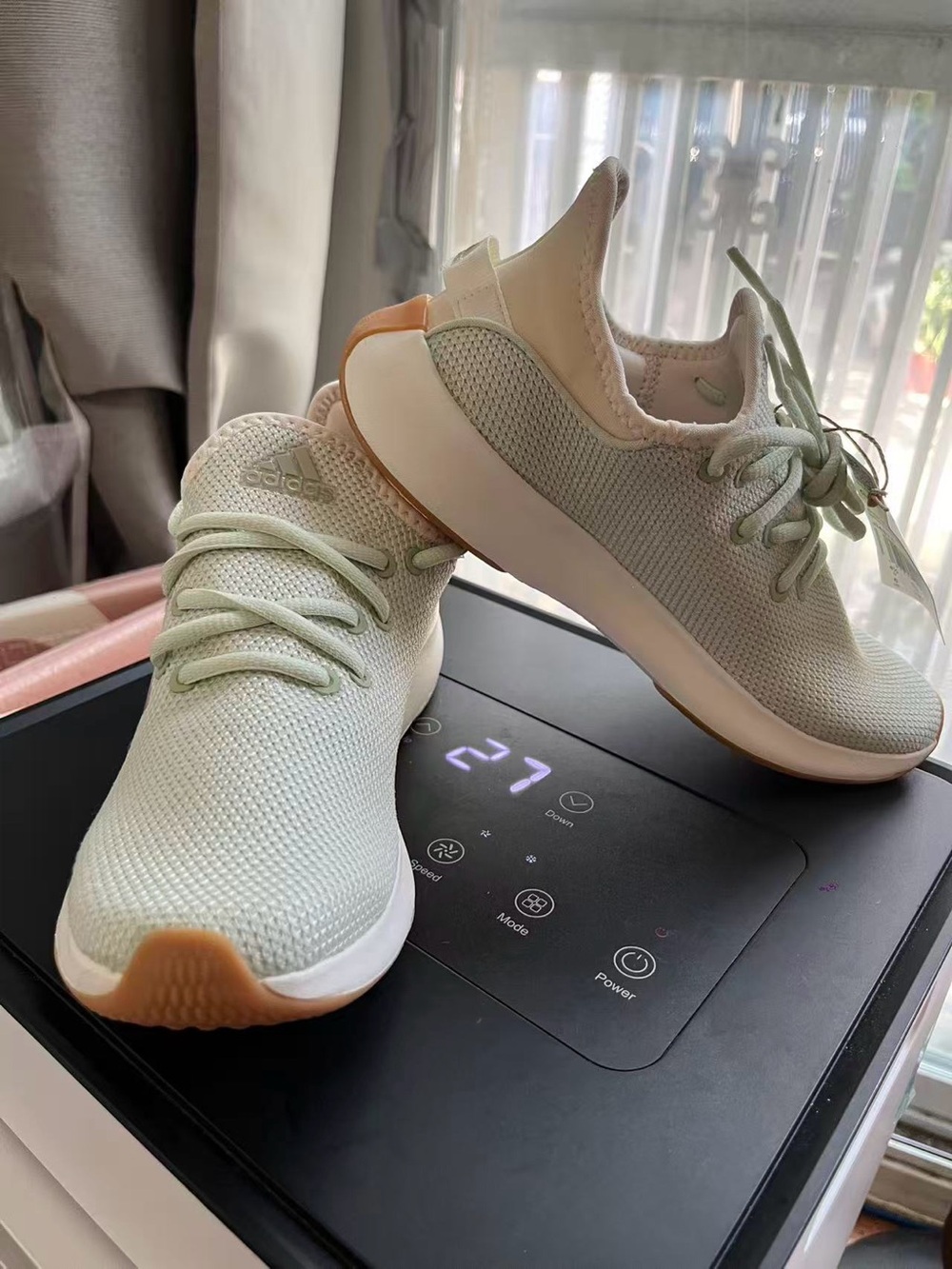 adidas Women's Athletic Sneakers in Light Green with Gum Accents
